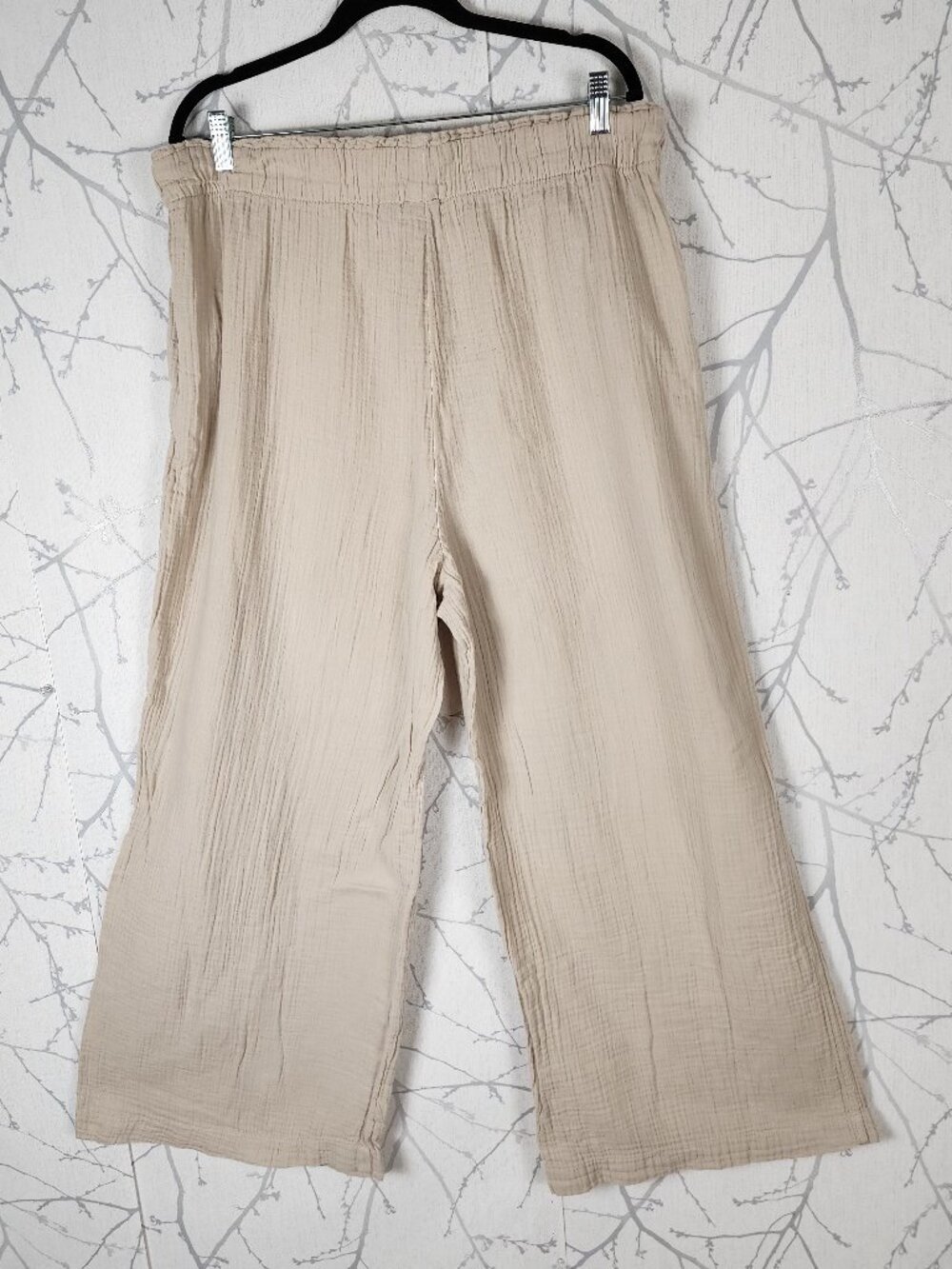 GAP Beige Cotton Gauze High Waist Pull On Wide Leg Pants - Picture 2 of 7
